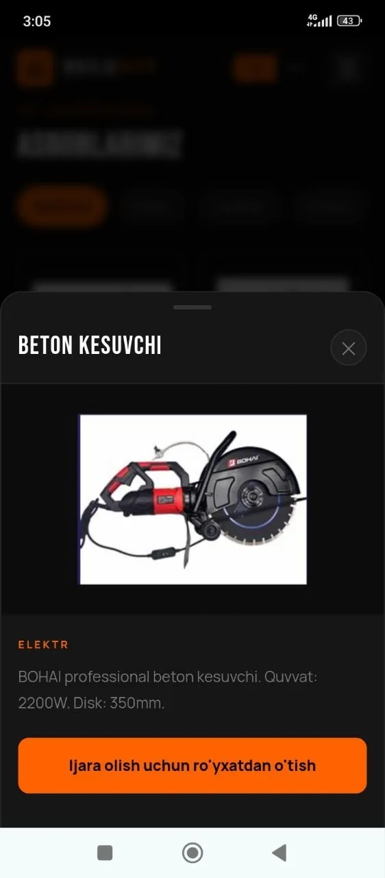 Electric concrete cutter